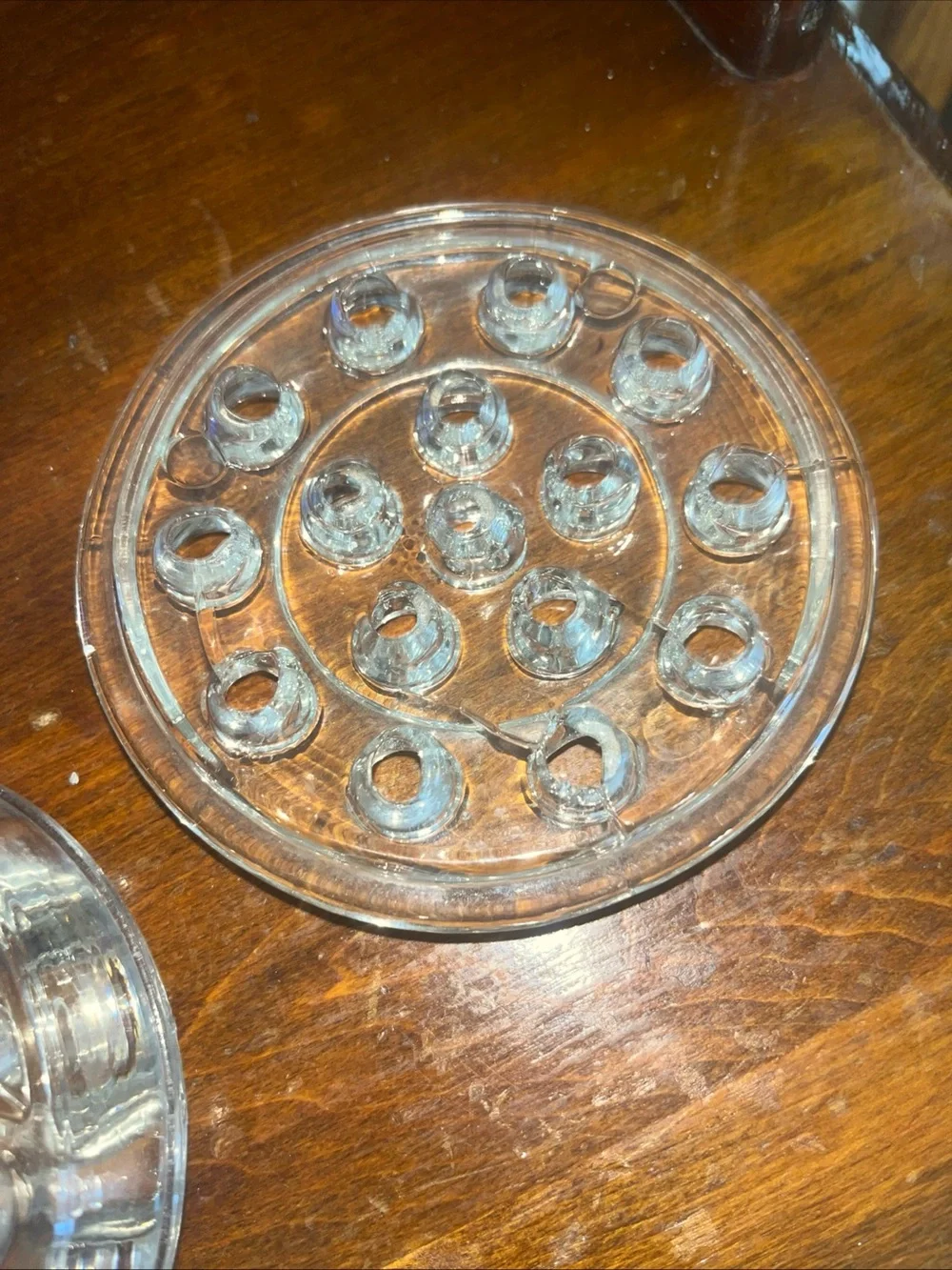 Two Vintage 5” 13 & 16 Hole Glass Flower Frogs Nice